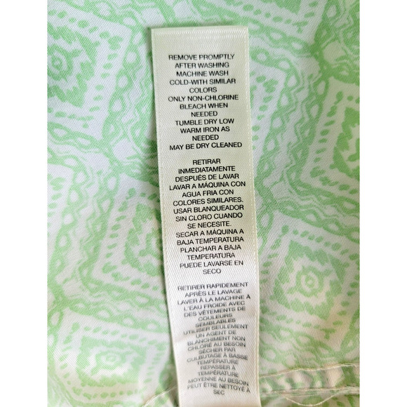 Chico’s Women's 3 No Iron 100% Cotton Blouse Light Green Diamond Pattern Spring - Picture 12 of 12